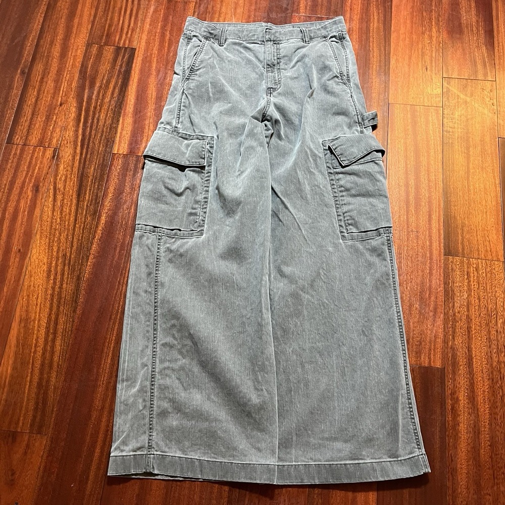 Gap Pants Womens 8 32x30 Gray Army Loose Fit Baggy Cargo Wide Leg Carpenter Y2K